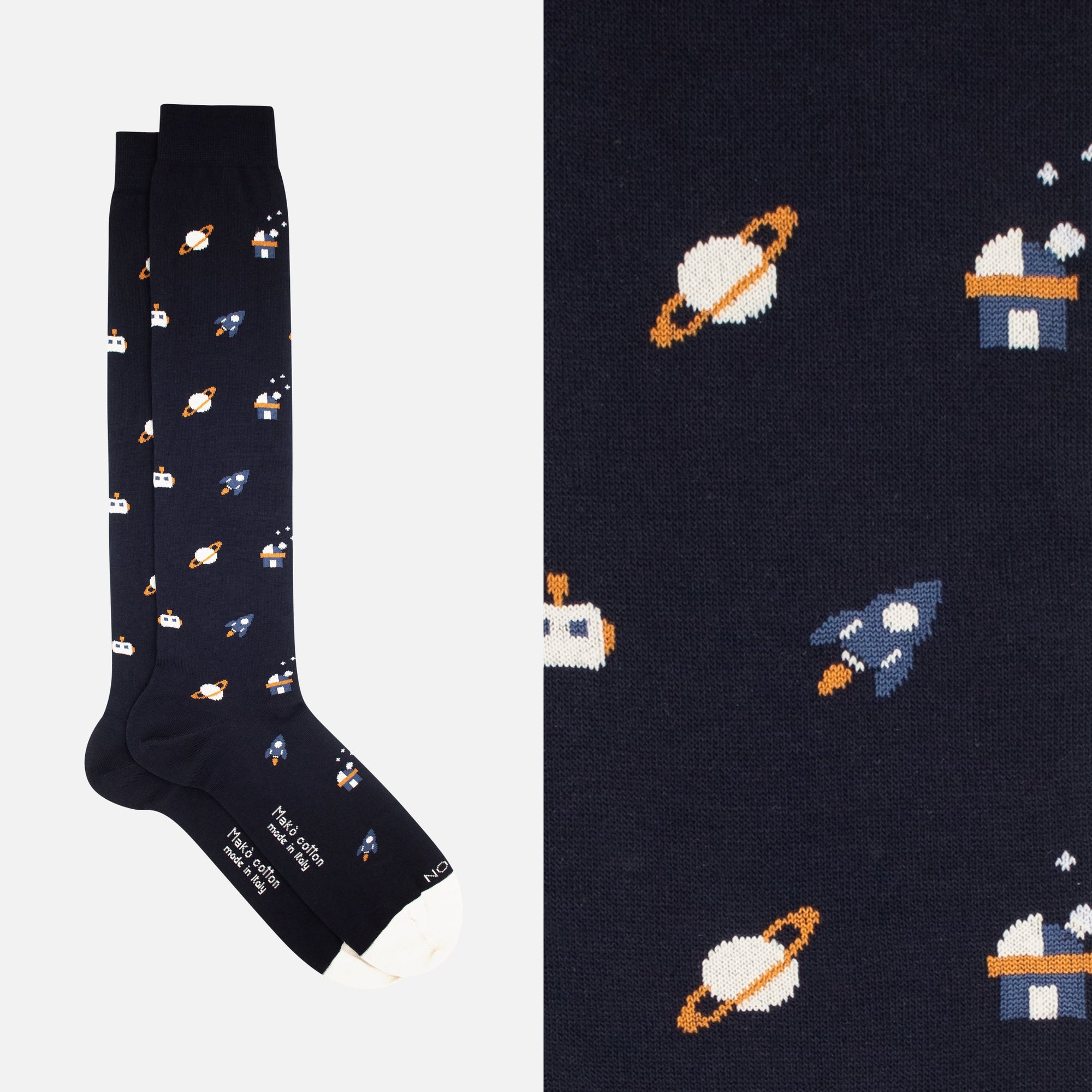 Box of 12 Pairs of Long Socks in Makò Cotton - Mixed Patterns