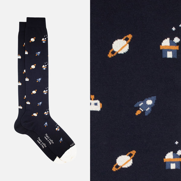 Galaxy - Long sock in soft Makò cotton with design