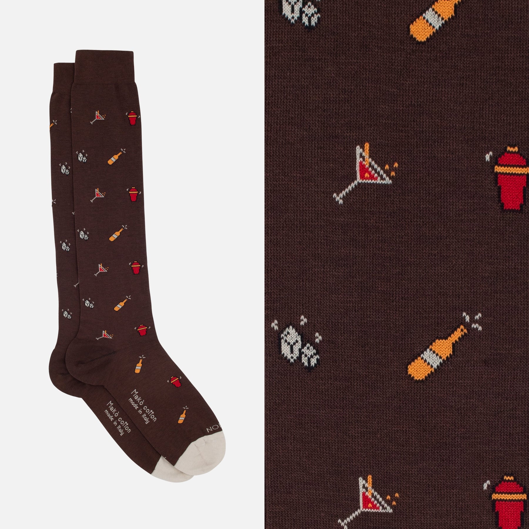 Martini - Long sock in soft Makò cotton with design