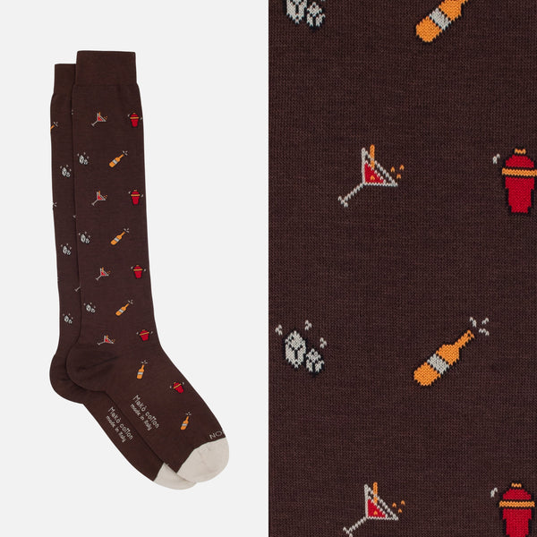 Martini - Long sock in soft Makò cotton with design