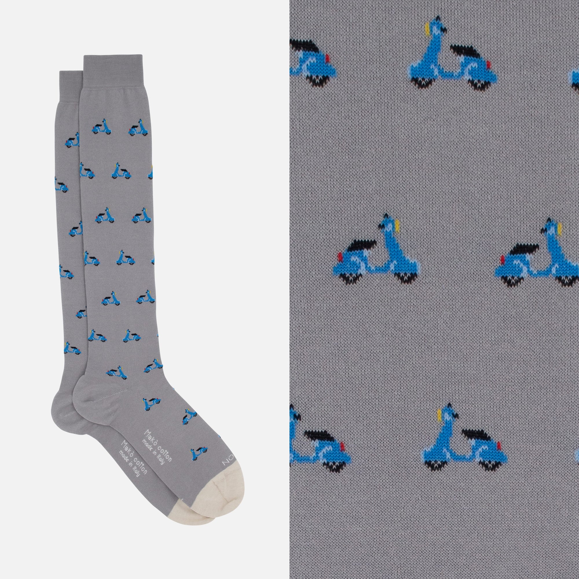Scooter - Long sock in soft Makò cotton with design