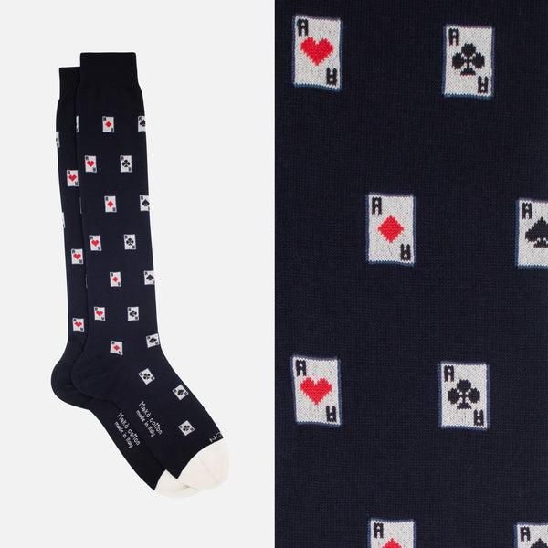 Poker - Long sock in soft Makò cotton with design