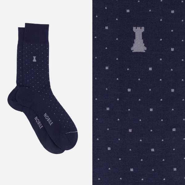 Polka Dot Night Box - Short Socks 3 x Amaranth Polka Dots & 3 x Silver Polka Dots on Blue