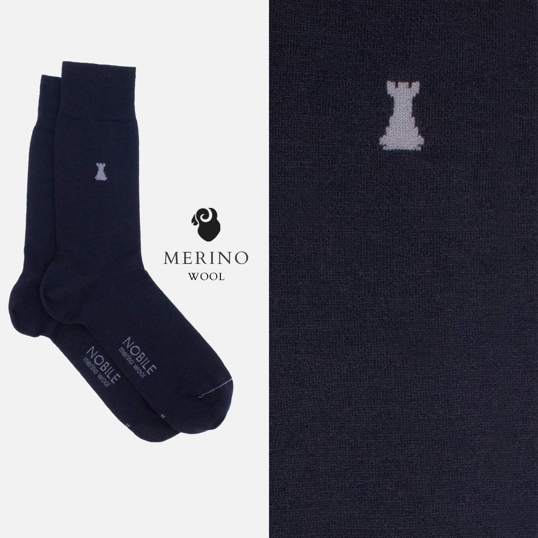Blue Merino - Box of 6 pairs of short socks in Blue Merino wool