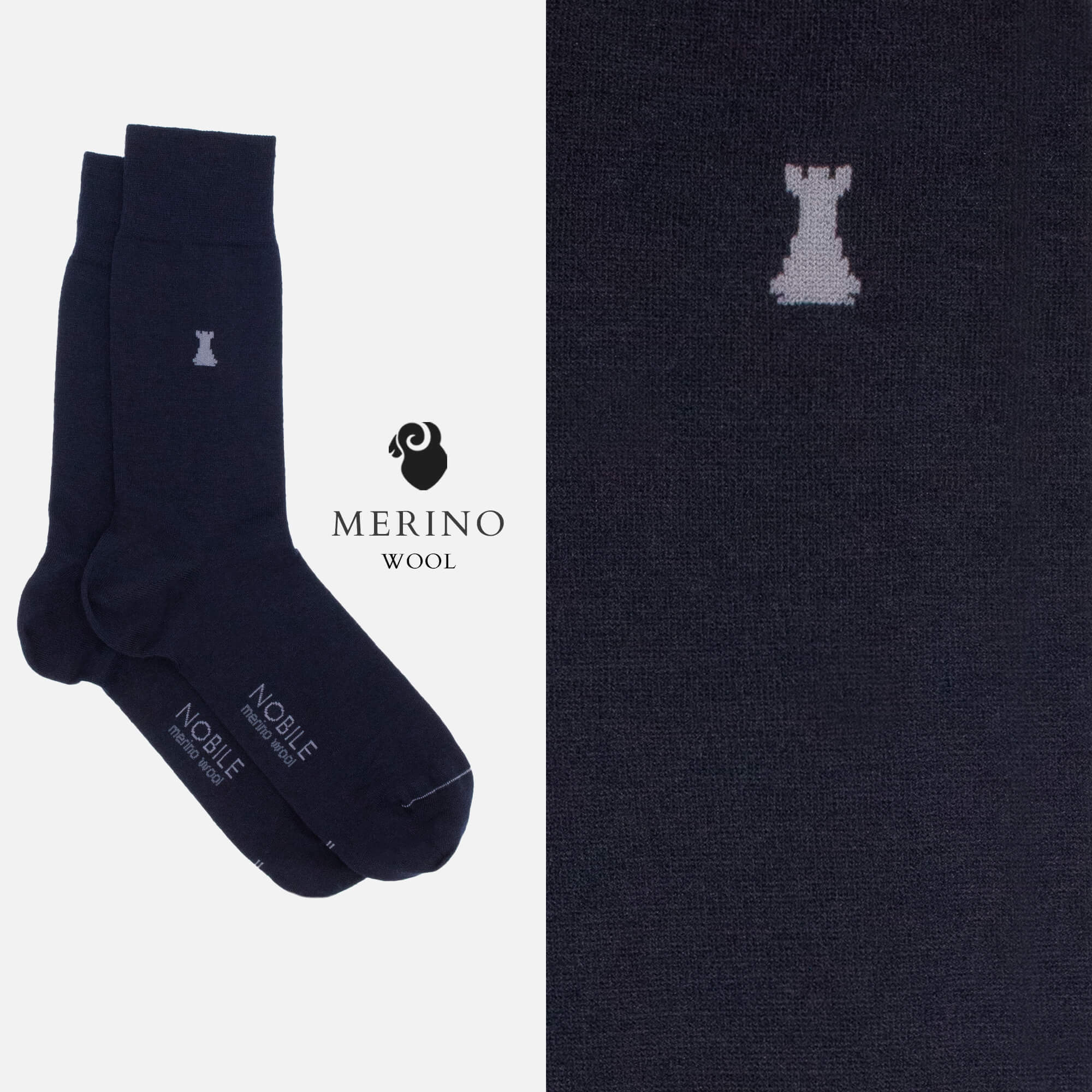 Blue Merino - Box of 6 pairs of short socks in Blue Merino wool