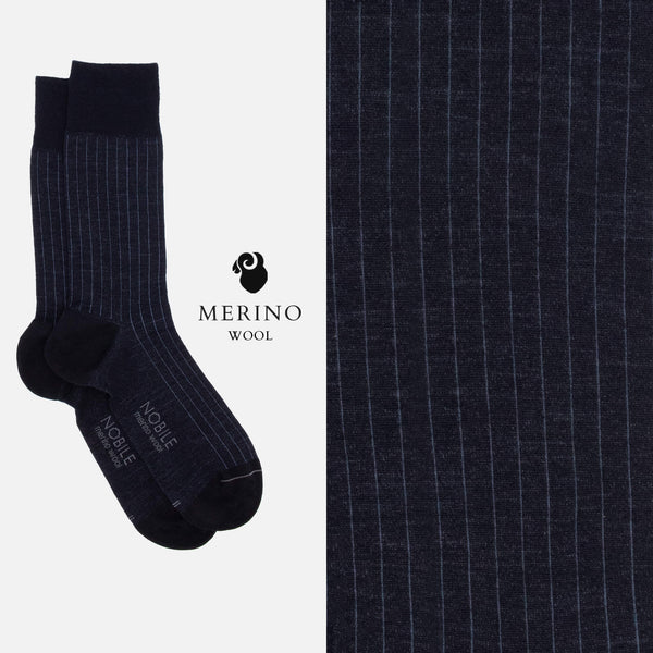 Northern Stripes - Box of 6 pairs of short fine ribbed Merino wool socks
