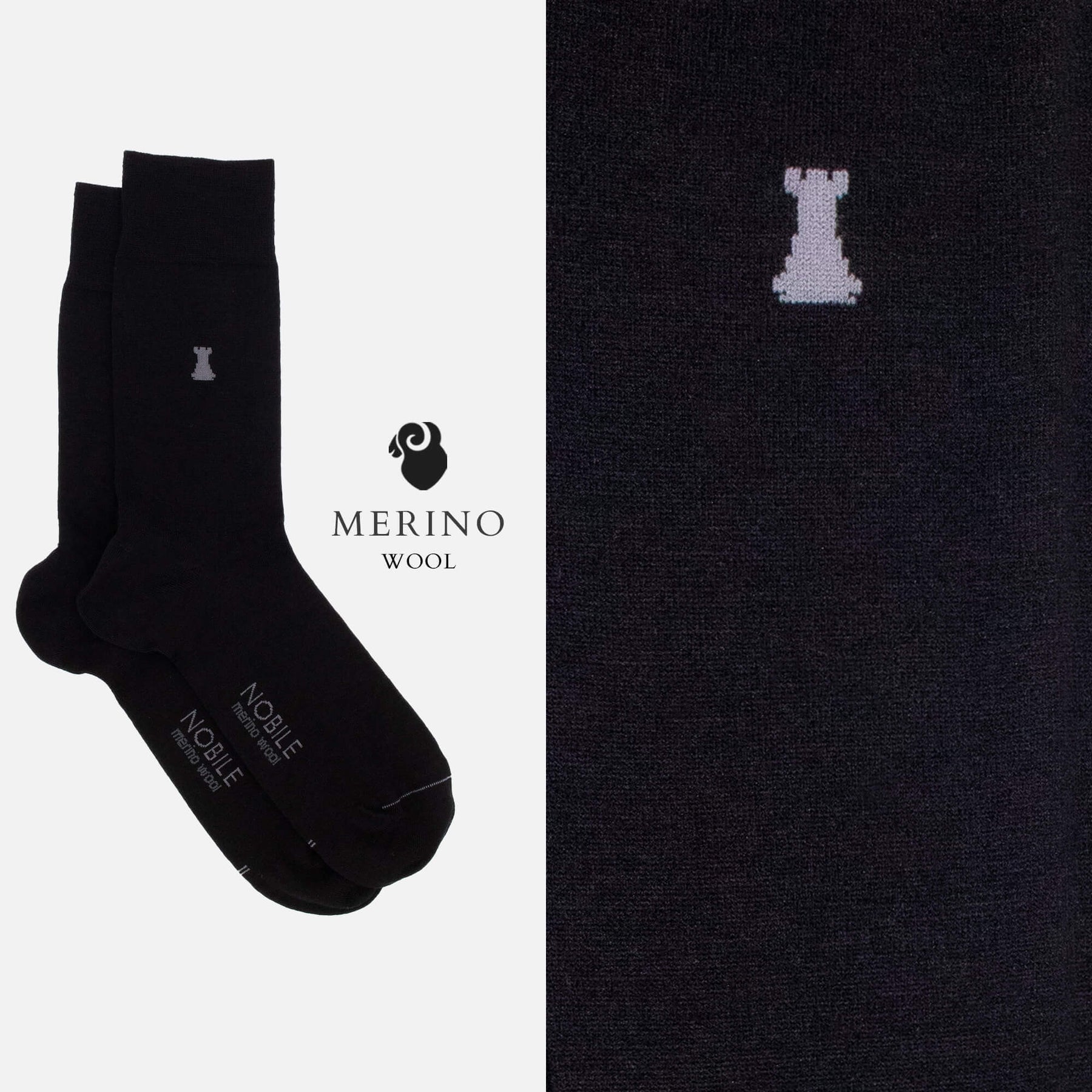 Box of 12 Pairs of Short Merino Wool Socks - Solid Color & Micro Rib