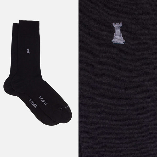 Basic Box of 6 Short Socks - 3 x Solid Black / 3 x Solid Blue