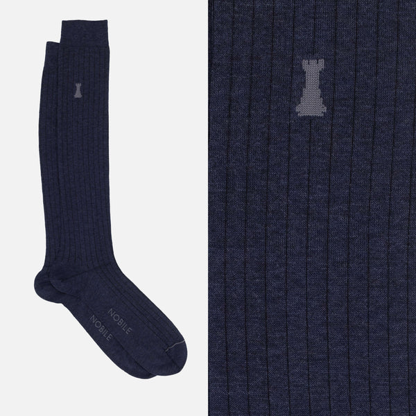 Michelangelo - Long Mélange Socks with Fine Ribbing