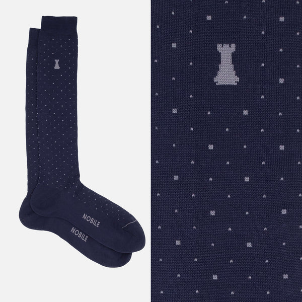 Luigi XIV - Chaussettes longues à pois bleus