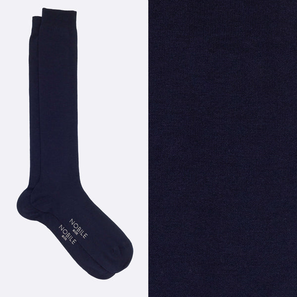 Box of Long Socks in Pure Mulberry Silk - 6 Pairs Blue