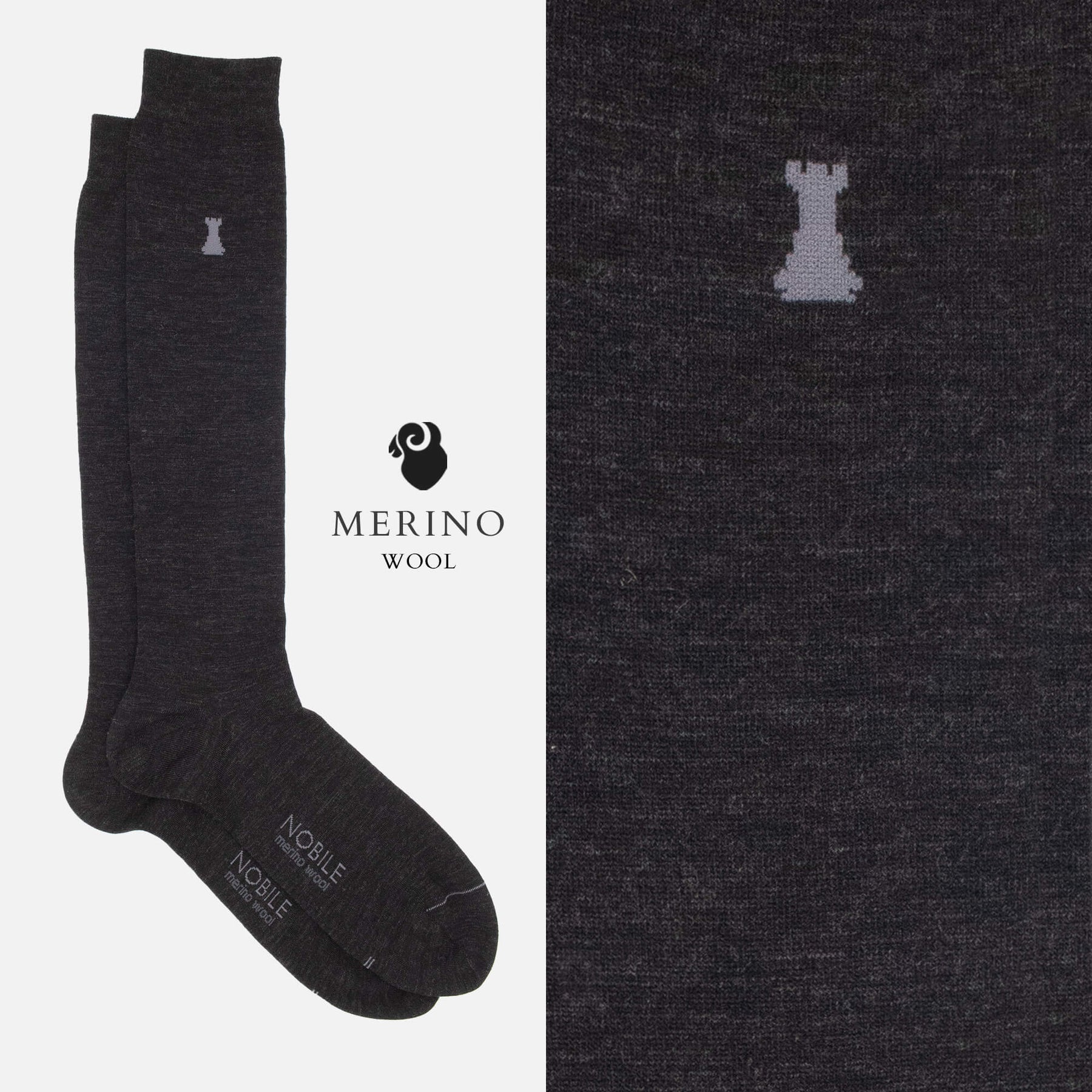 Merino Basic - Boîte de 6 paires de chaussettes longues en laine mérinos de couleurs unies
