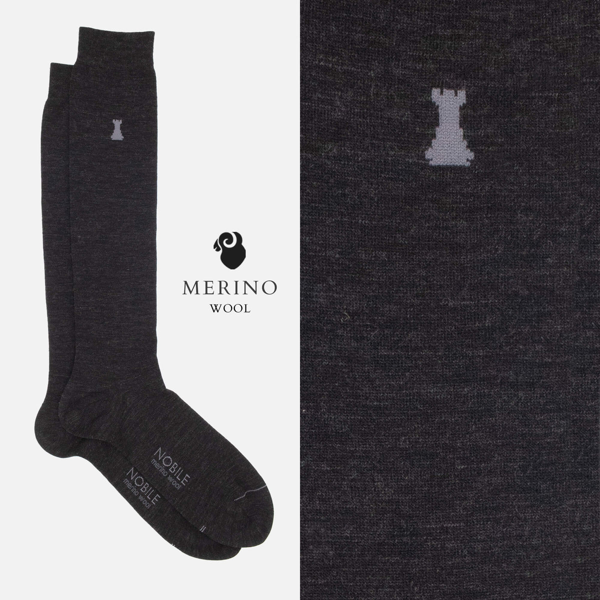 Merino Basic - Box of 6 pairs of long Merino wool socks in solid colors