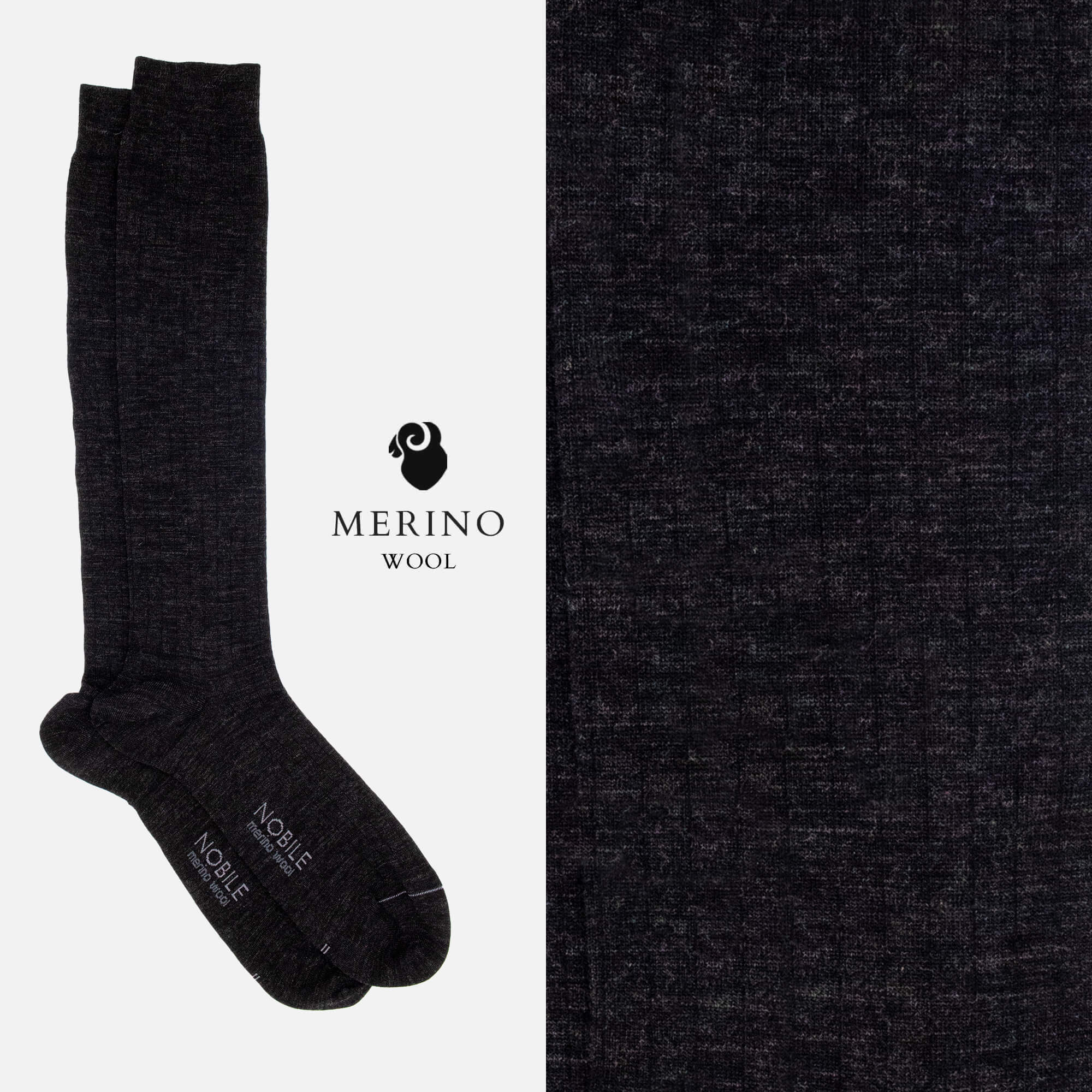 Tiziano - Long fine ribbed Merino wool socks