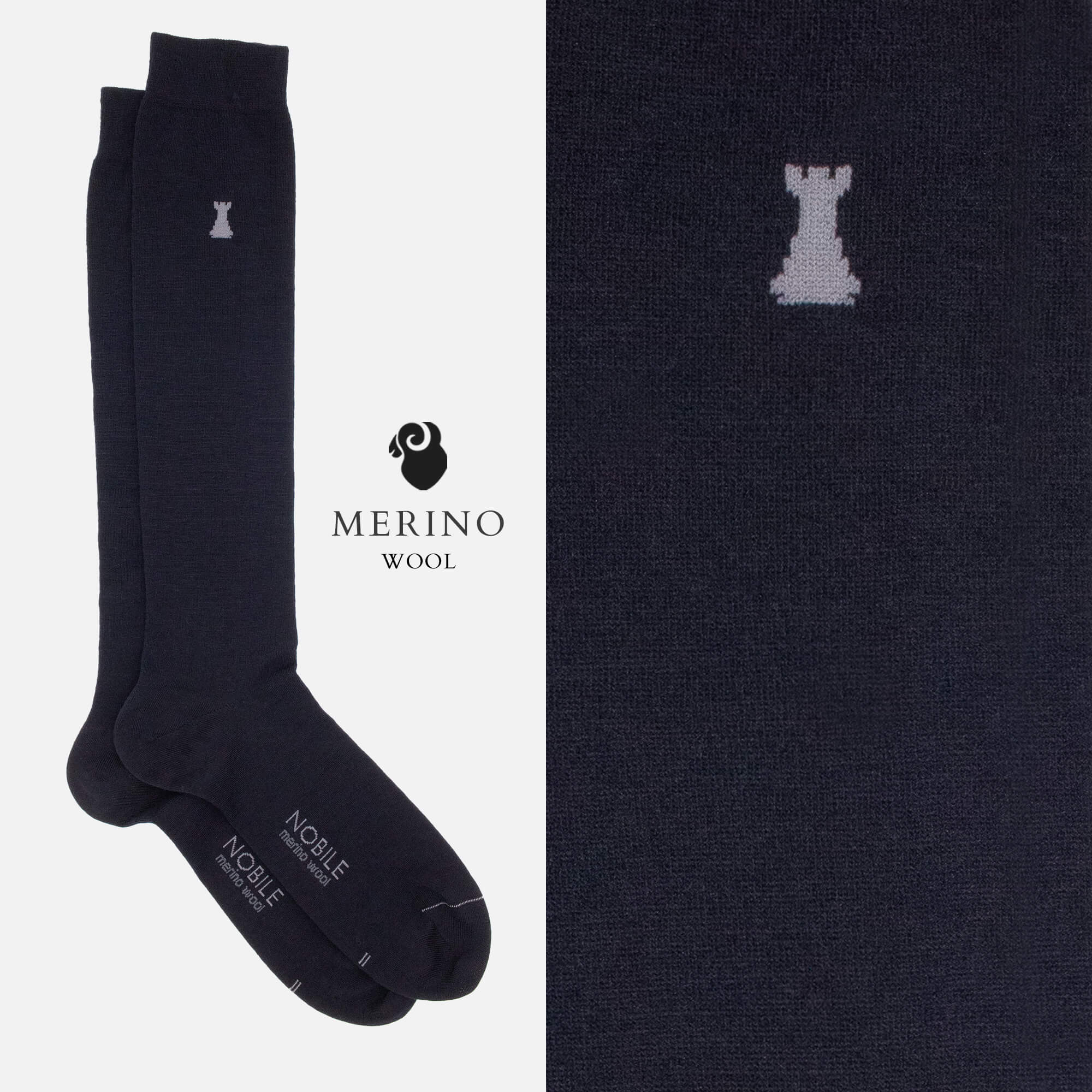 Blue Merino - Box of 6 pairs of long socks in Blue Merino wool