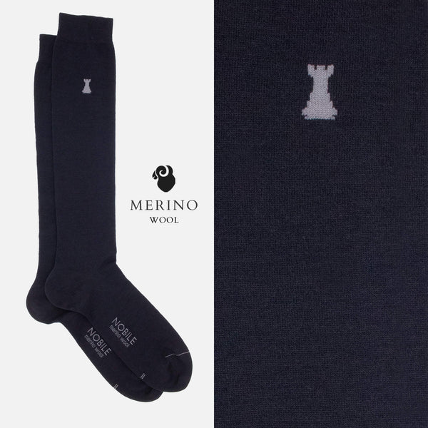 Blue Merino - Box of 6 pairs of long socks in Blue Merino wool