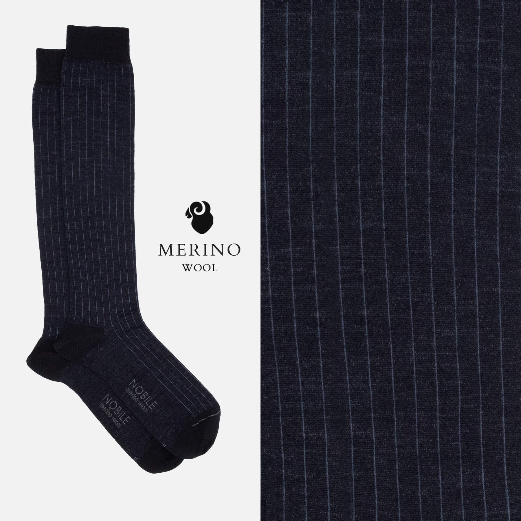 Tiziano - Long fine ribbed Merino wool socks