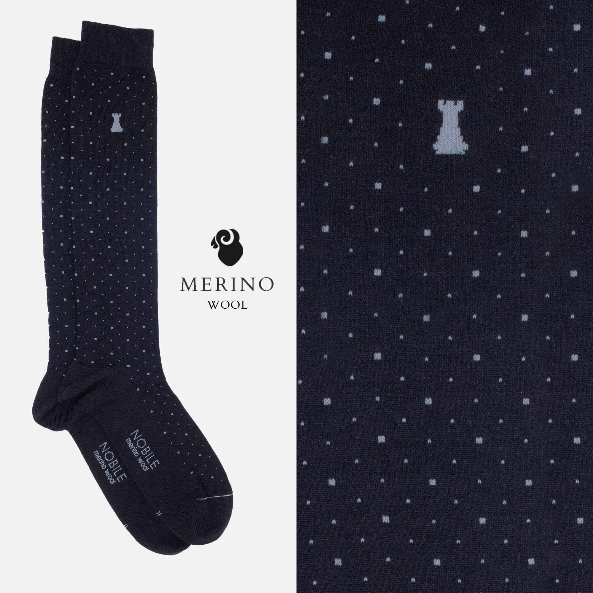 St. Moritz - Box of 6 Long Merino Wool Socks - Stripes & Dots
