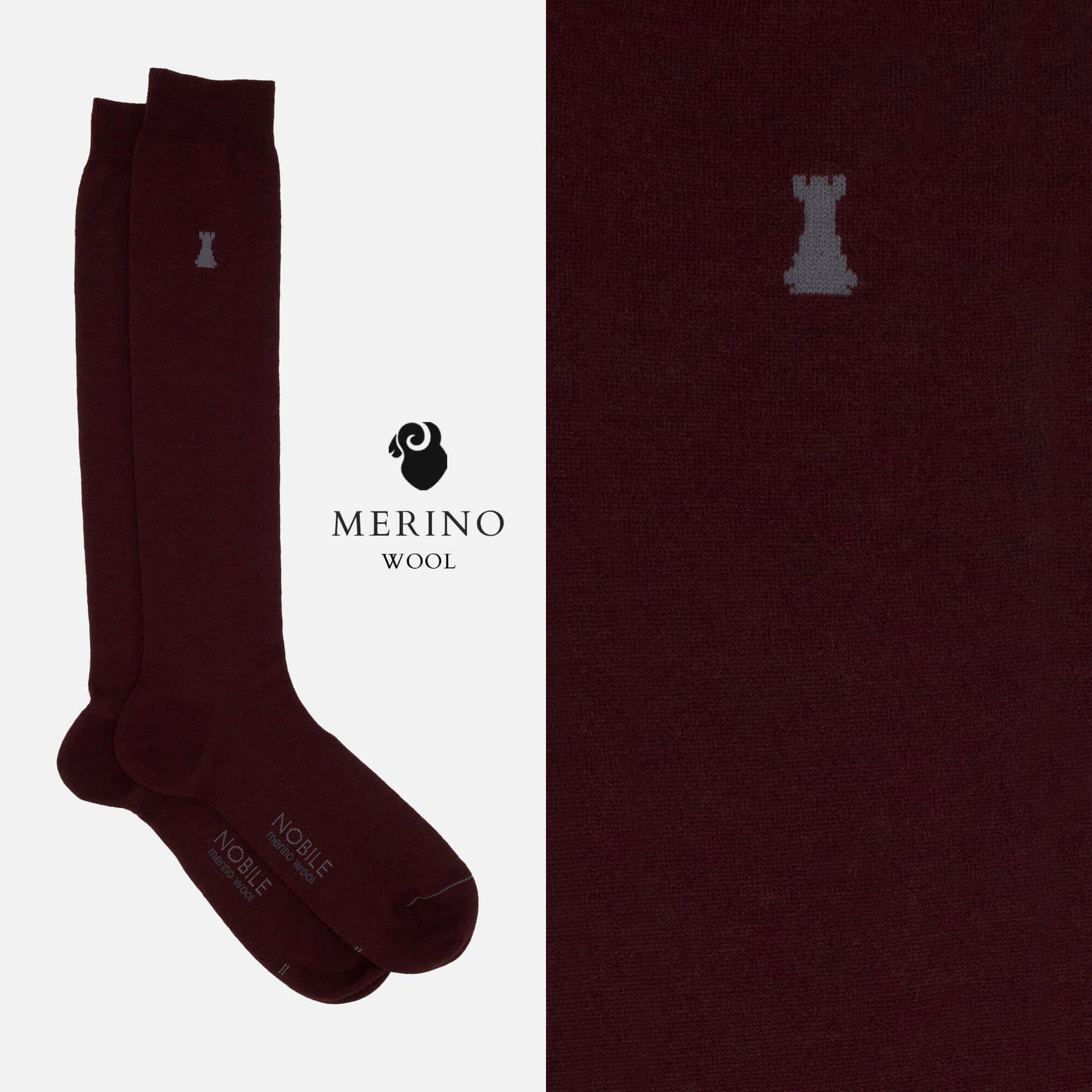 Vivaldi - Long Merino Wool Solid Color Socks