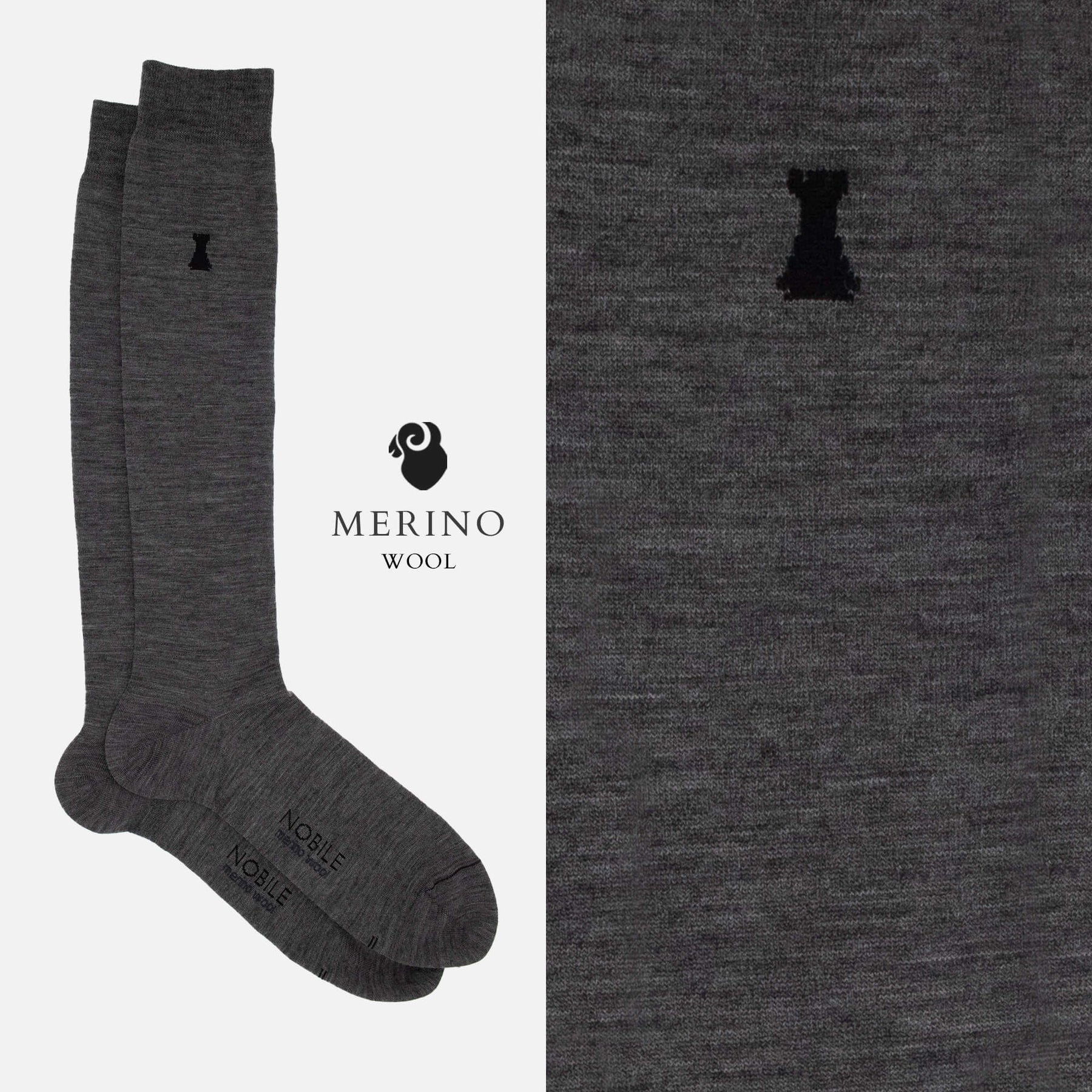 Vivaldi - Long Merino Wool Solid Color Socks