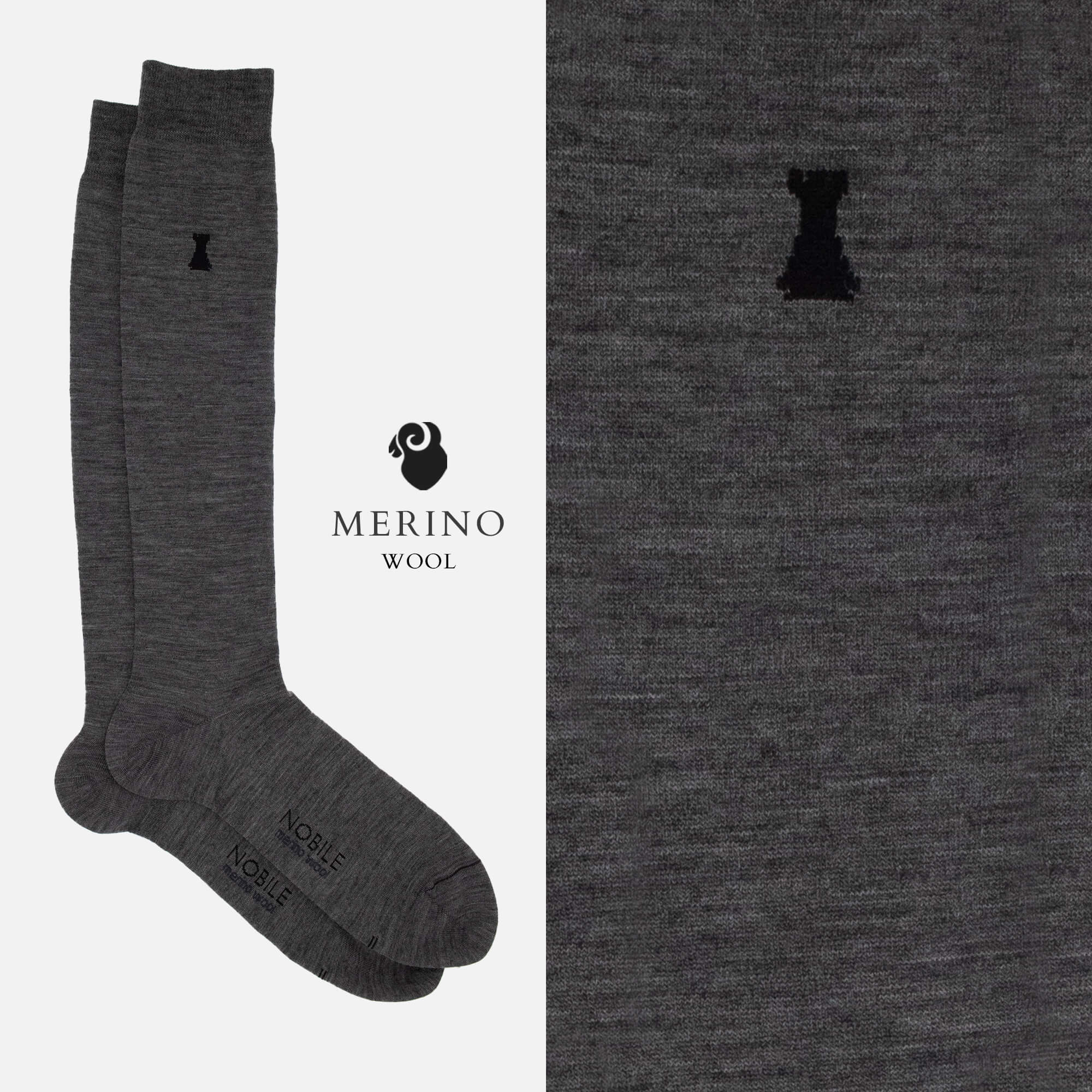 Vivaldi - Long Merino Wool Solid Color Socks