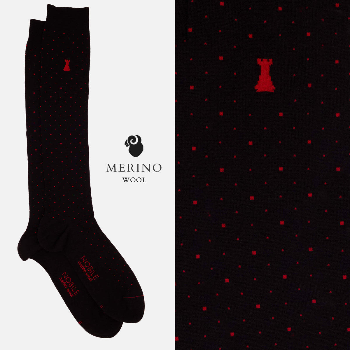 Machiavelli - Calcetines largos de lana merino con puntos