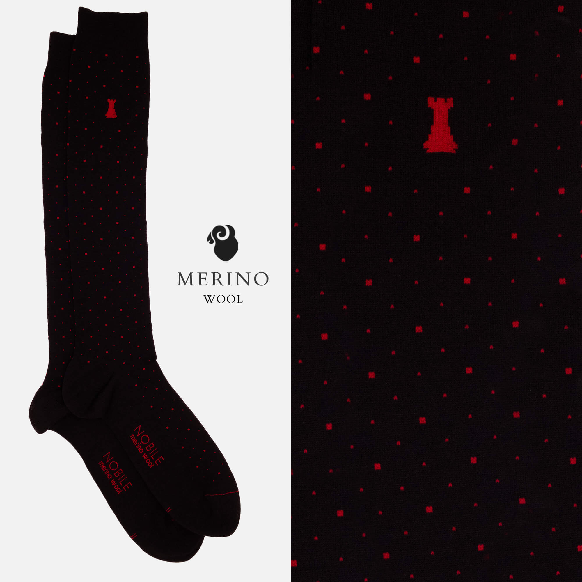 St. Moritz - Box of 6 Long Merino Wool Socks - Stripes & Dots