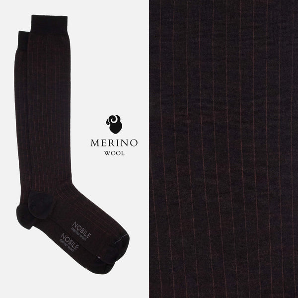 Tiziano - Long fine ribbed Merino wool socks
