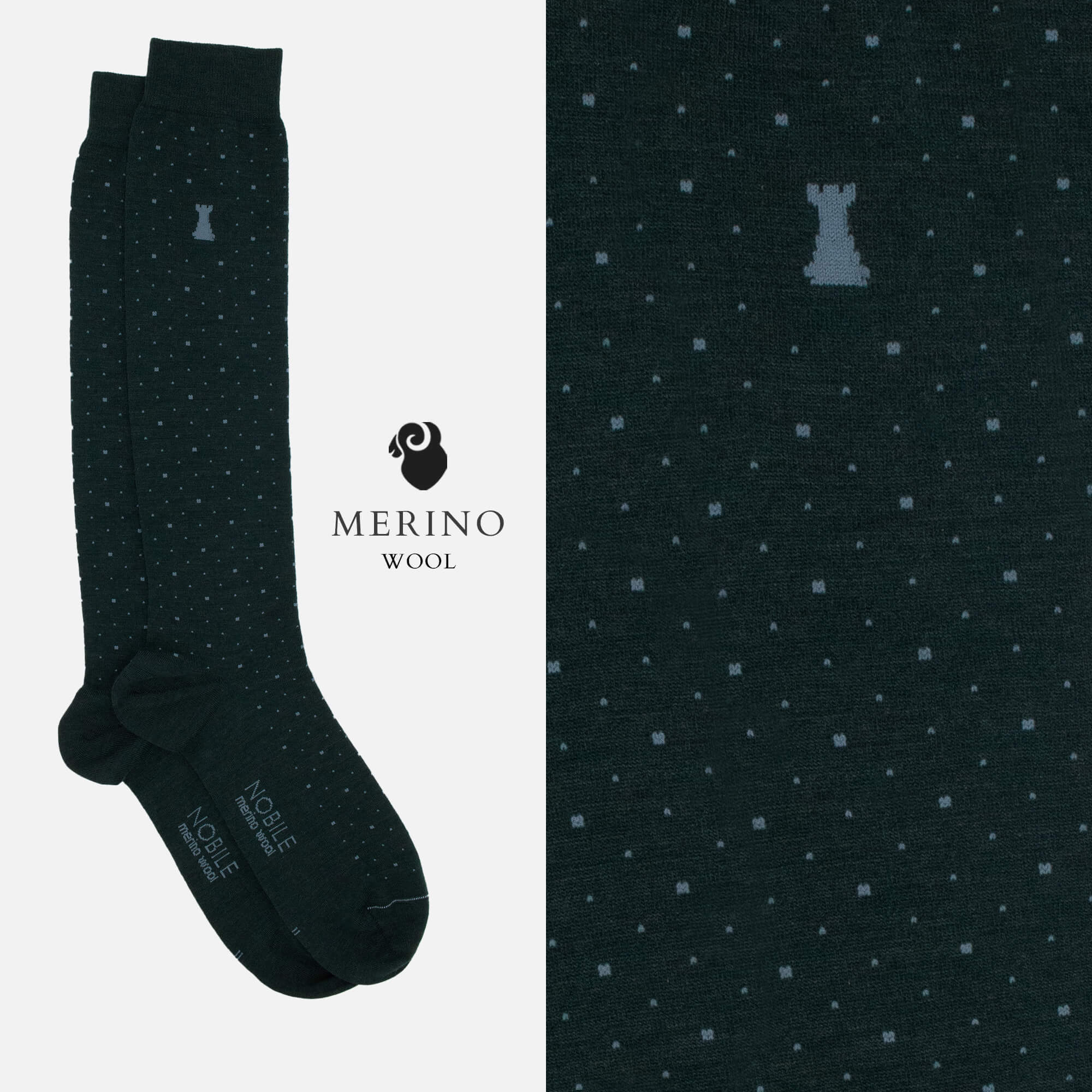 St. Moritz - Box of 6 Long Merino Wool Socks - Stripes & Dots