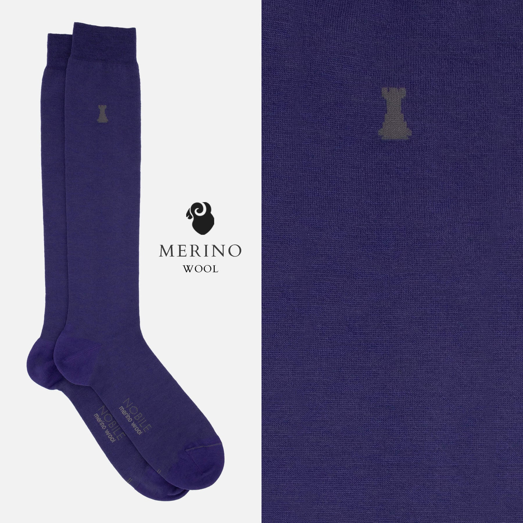 Vivaldi - Long Merino Wool Solid Color Socks