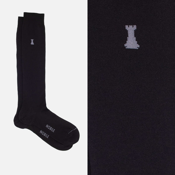 Jednofarebná krabica - 2 x čierne/2 x modré/2 x šedé - Dlhé ponožky