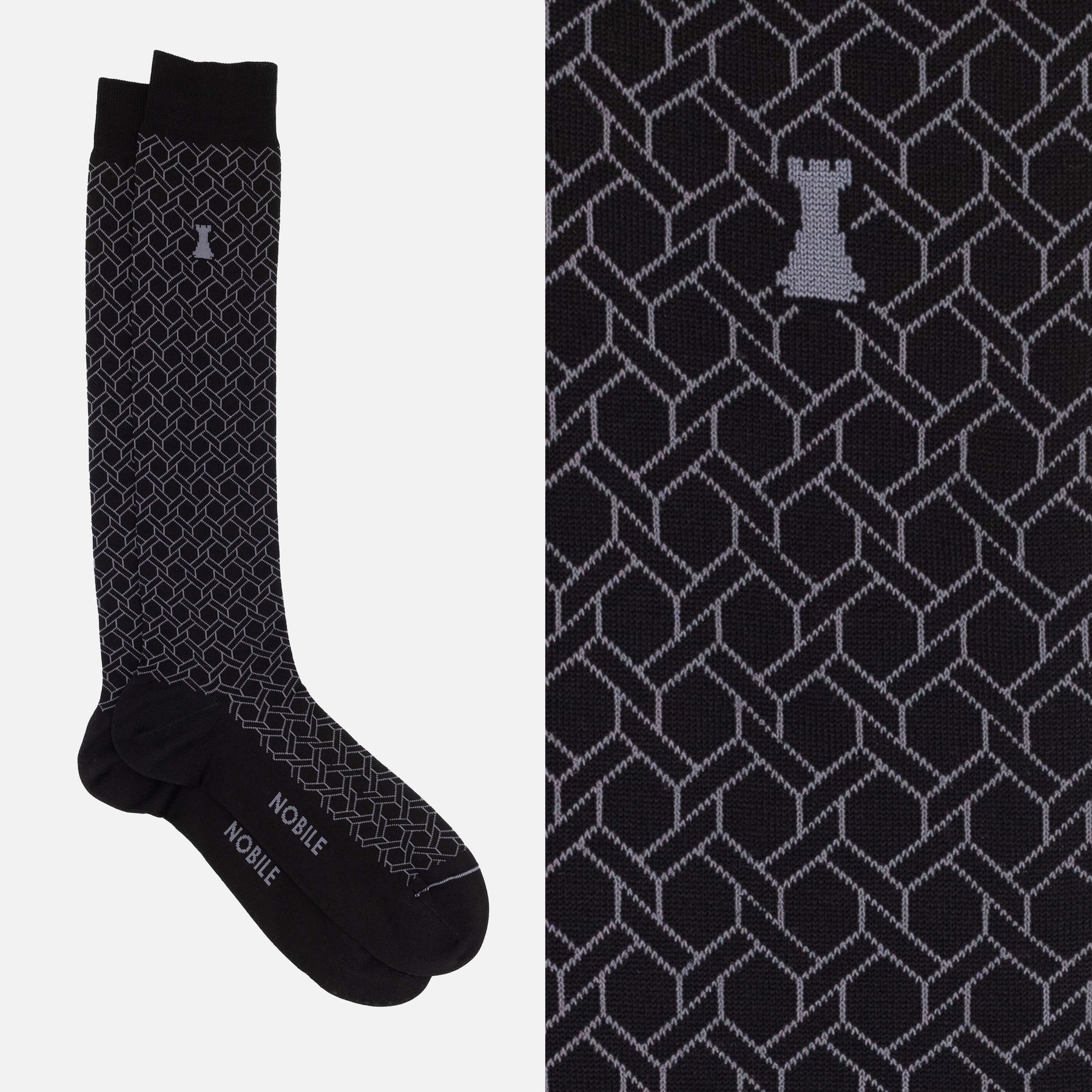 Noble Evening Box of 6 Long Socks - Dots, Ribbed, Solid Color & Pattern