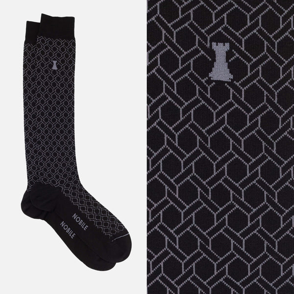 Noble Evening Box of 6 Long Socks - Dots, Ribbed, Solid Color & Pattern
