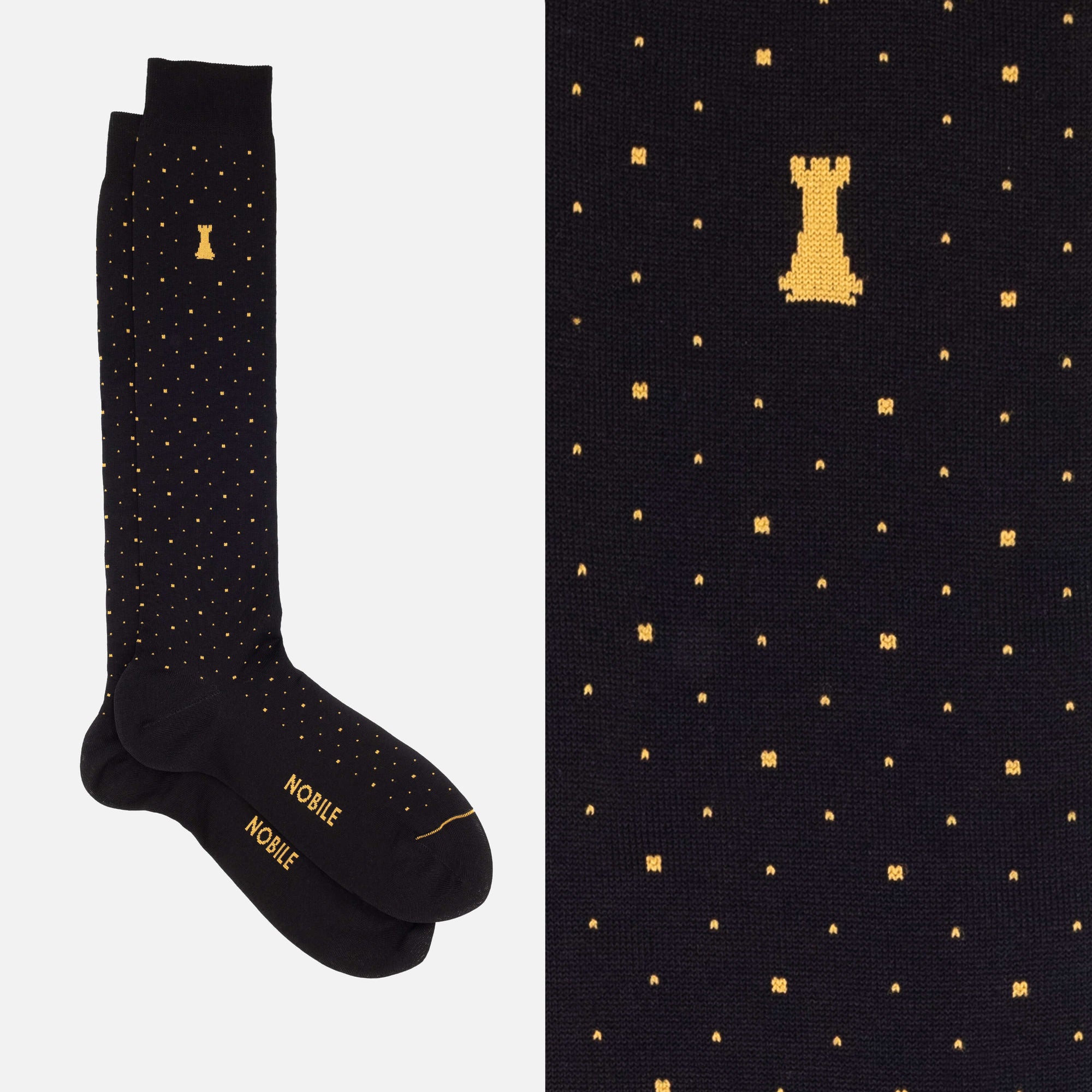 Noble Evening Box of 6 Long Socks - Dots, Ribbed, Solid Color & Pattern