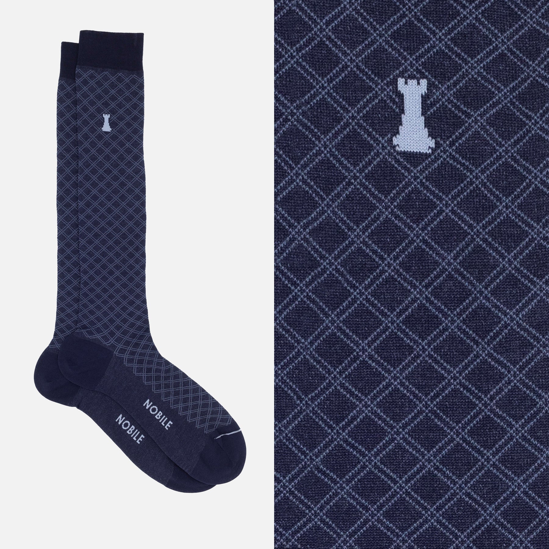 Noble Evening Box of 6 Long Socks - Dots, Ribbed, Solid Color & Pattern