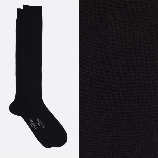 Box of Long Socks in Pure Mulberry Silk - 6 Pairs Black