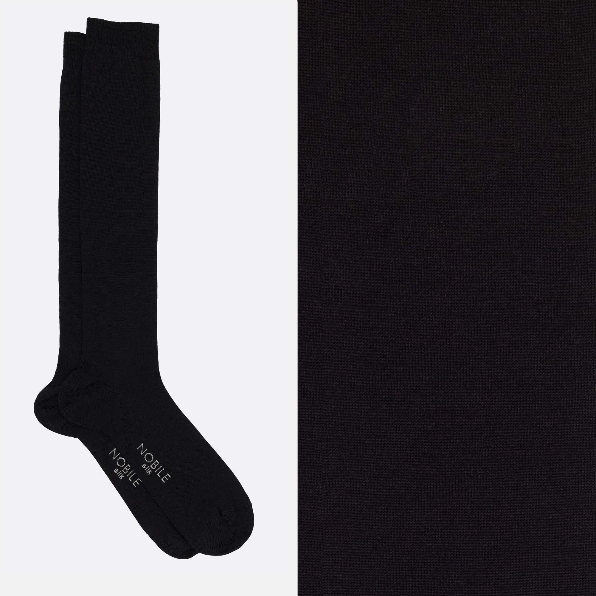 Box of Long Socks in Pure Mulberry Silk - 2 x Blue/2 x Black/2 x Anthracite