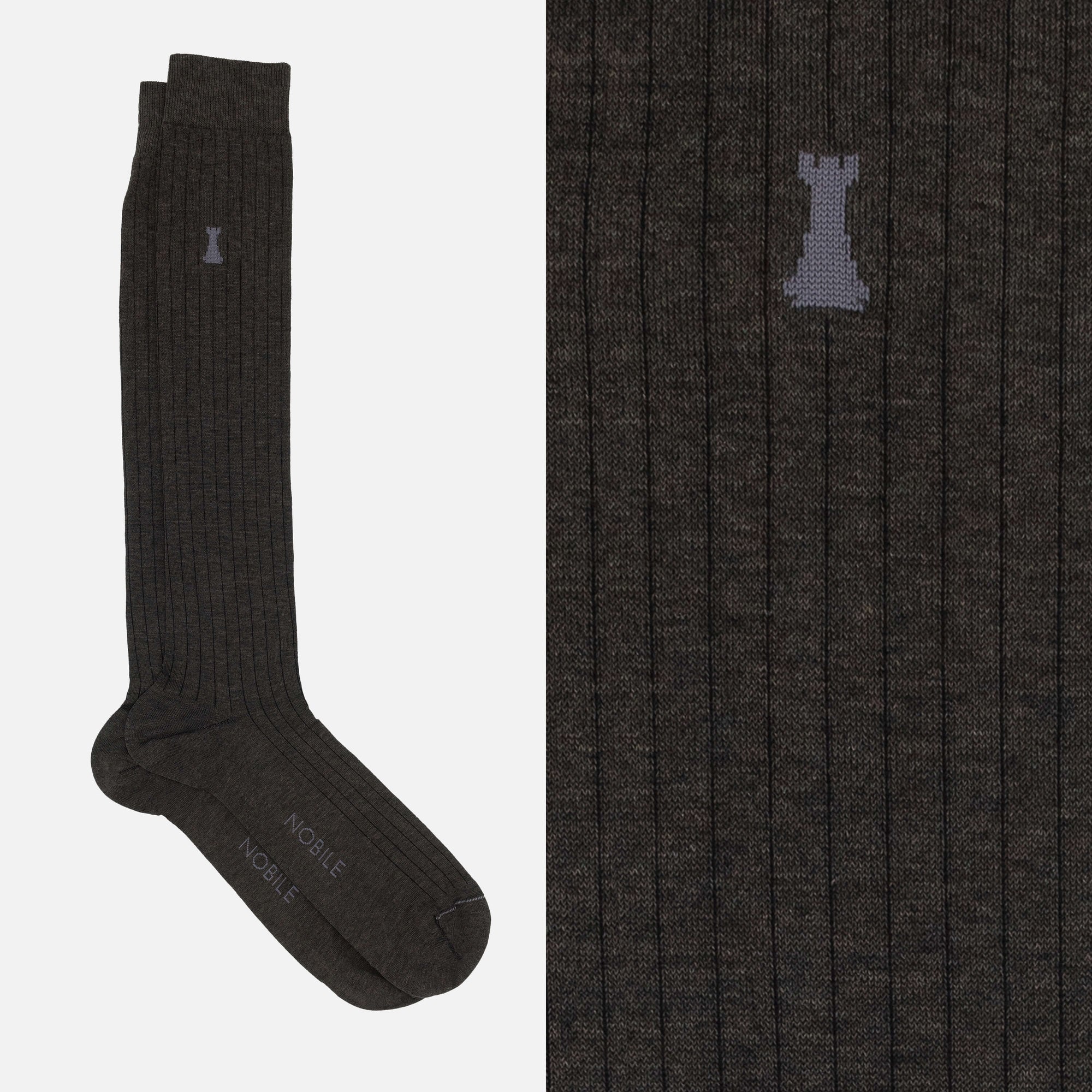 Michelangelo - Long Mélange Socks with Fine Ribbing