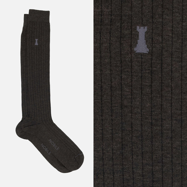 Michelangelo - Long Mélange Socks with Fine Ribbing