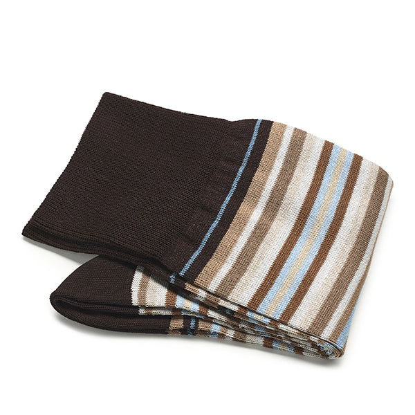 Chaussettes en Coton pour Hommes – Strisce d’Arte | Marron Foncé
