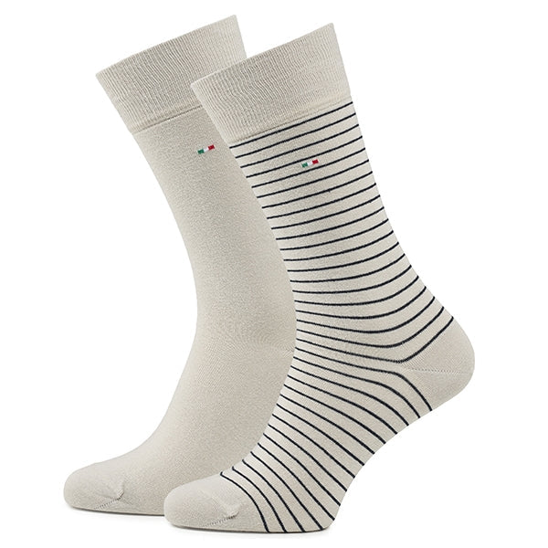 Cotton Men's Socks 2-Pack Basic | Sand & Navy Stripe
