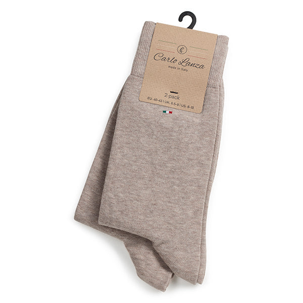 Katoenen herensokken 2-pack – Basic | Kaki Melange