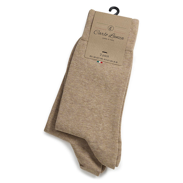 Pánské bavlněné ponožky 2-pack Basic | Camel melange