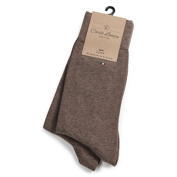 Katoenen herensokken 2-pack Basic | Brown Melange