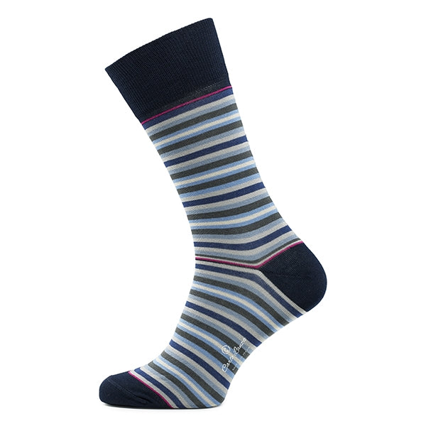 Cotton Men's Socks – Strisce d'Arte | Grey/blue