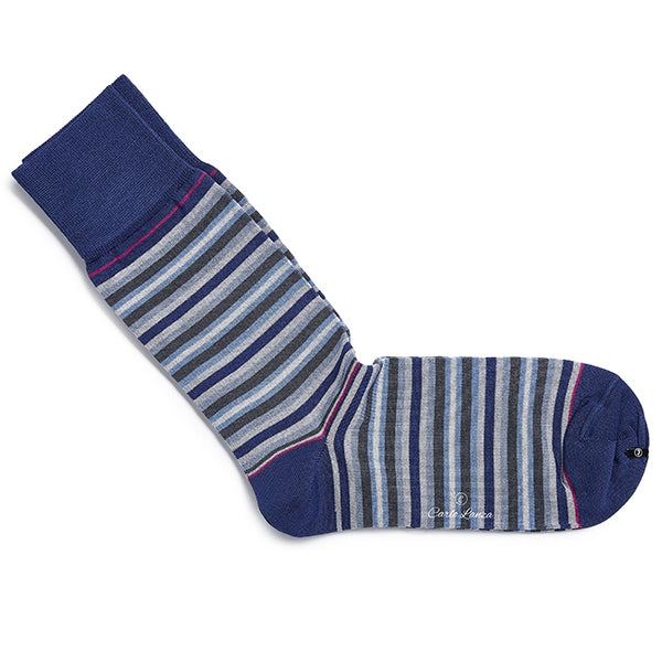 Cotton Men's Socks – Strisce d'Arte | Grey/blue