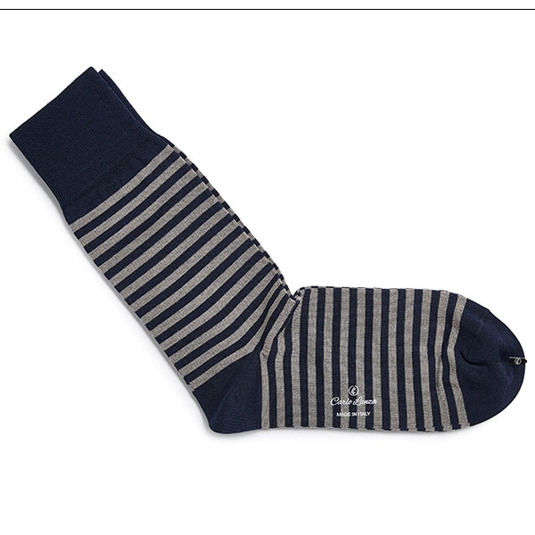Calzini da Uomo in Cotone – Strisce d'Arte | Blu Scuro