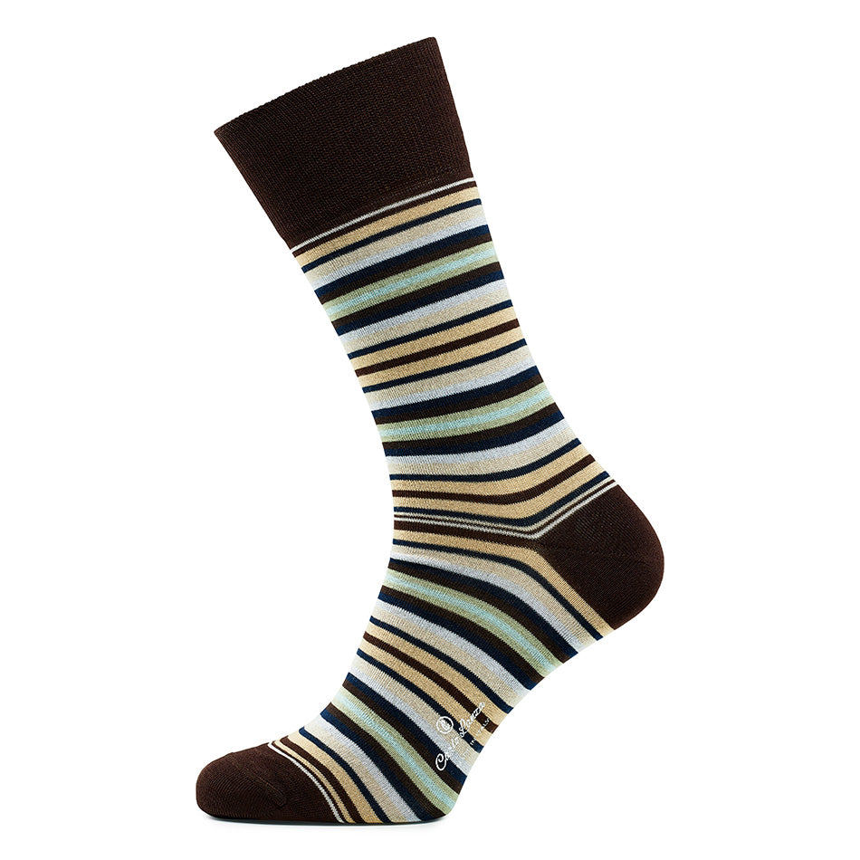 Cotton Men's Socks – Strisce d’Arte | Brown/green
