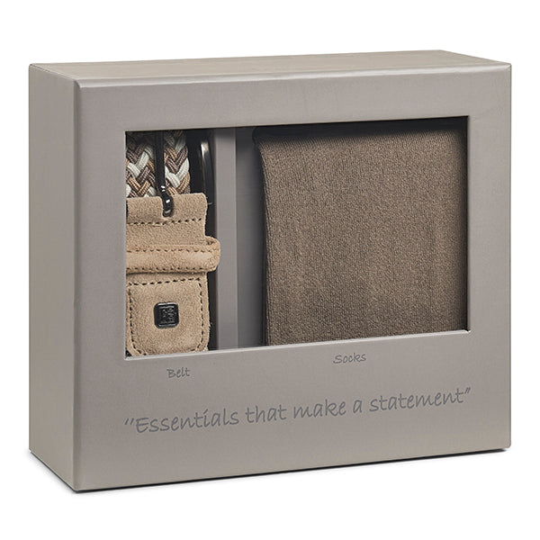 Gift box socks & belt Taupe | Taupe