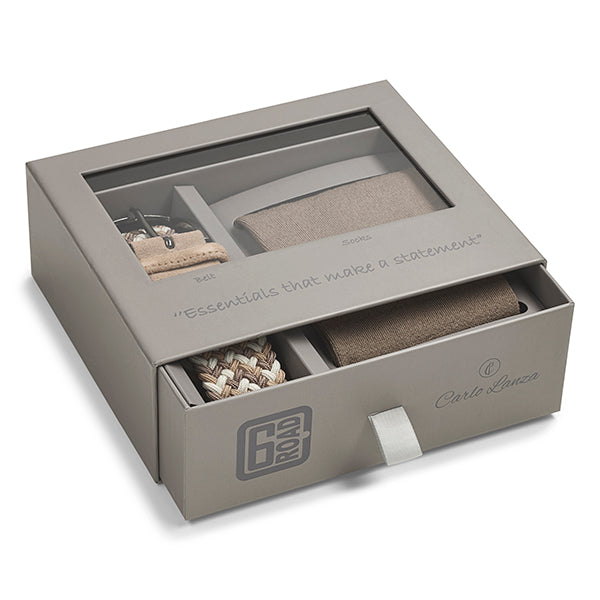 Gift box socks & belt Taupe | Taupe